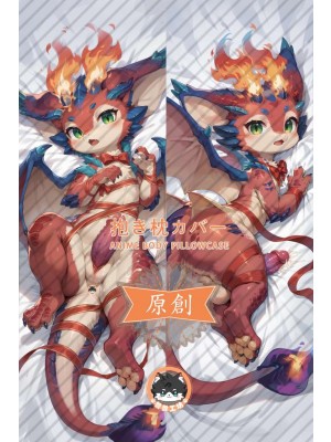 League of Legends the Fiery Fledgling Smolder Furry Anime Dakimakura Body Pillow Cover