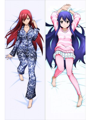 Fairy Tail Erza Scarlet + Wendy Marvell Anime Dakimakura Pillow Cover 