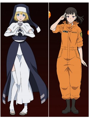 Fire Force Iris&Maki Oze Flames Anime Dakimakura Pillow Cover