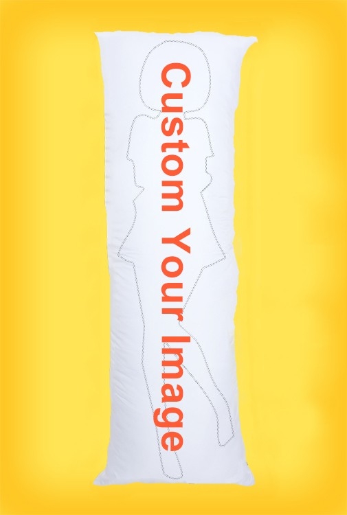 Custom dakimakura product placeholder showing where submitted artwork appears on a body pillow