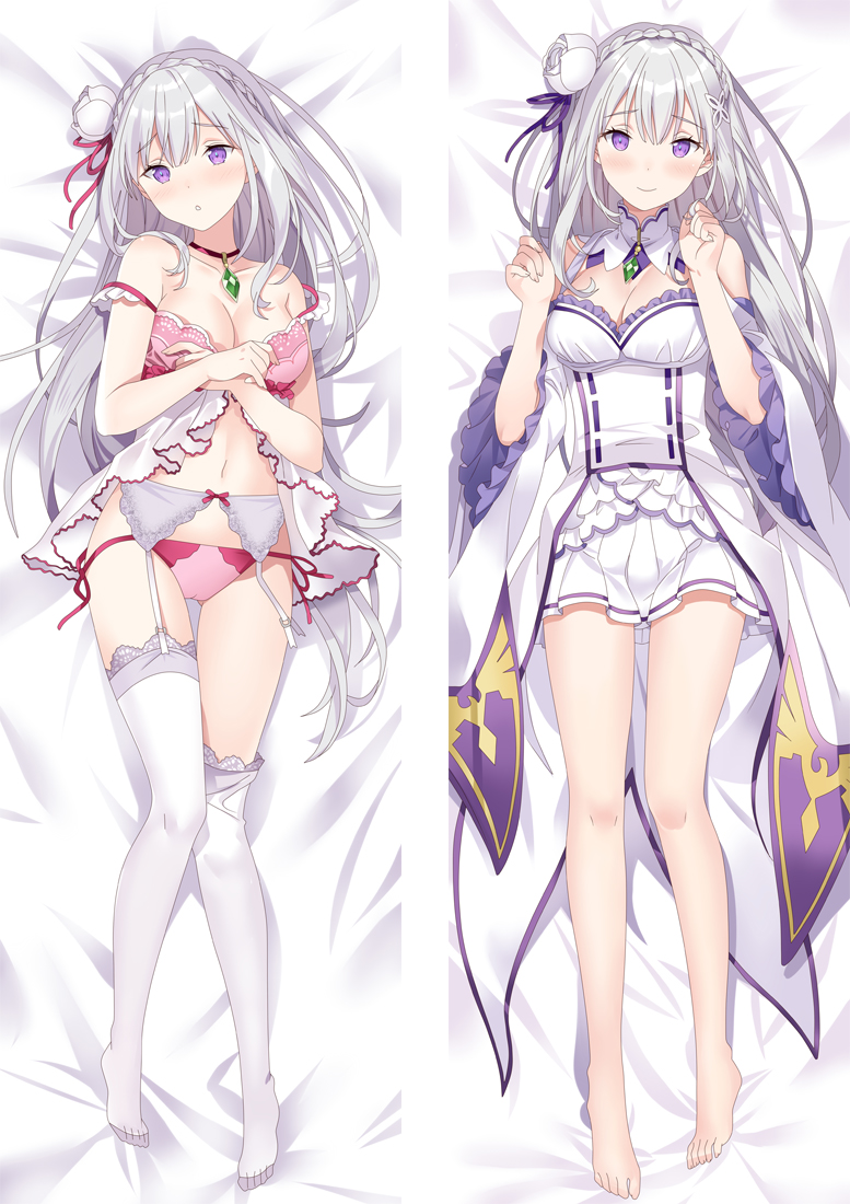 Re:Zero − Starting Life in Another World Emilia Anime Dakimakura Body Pillow Cover