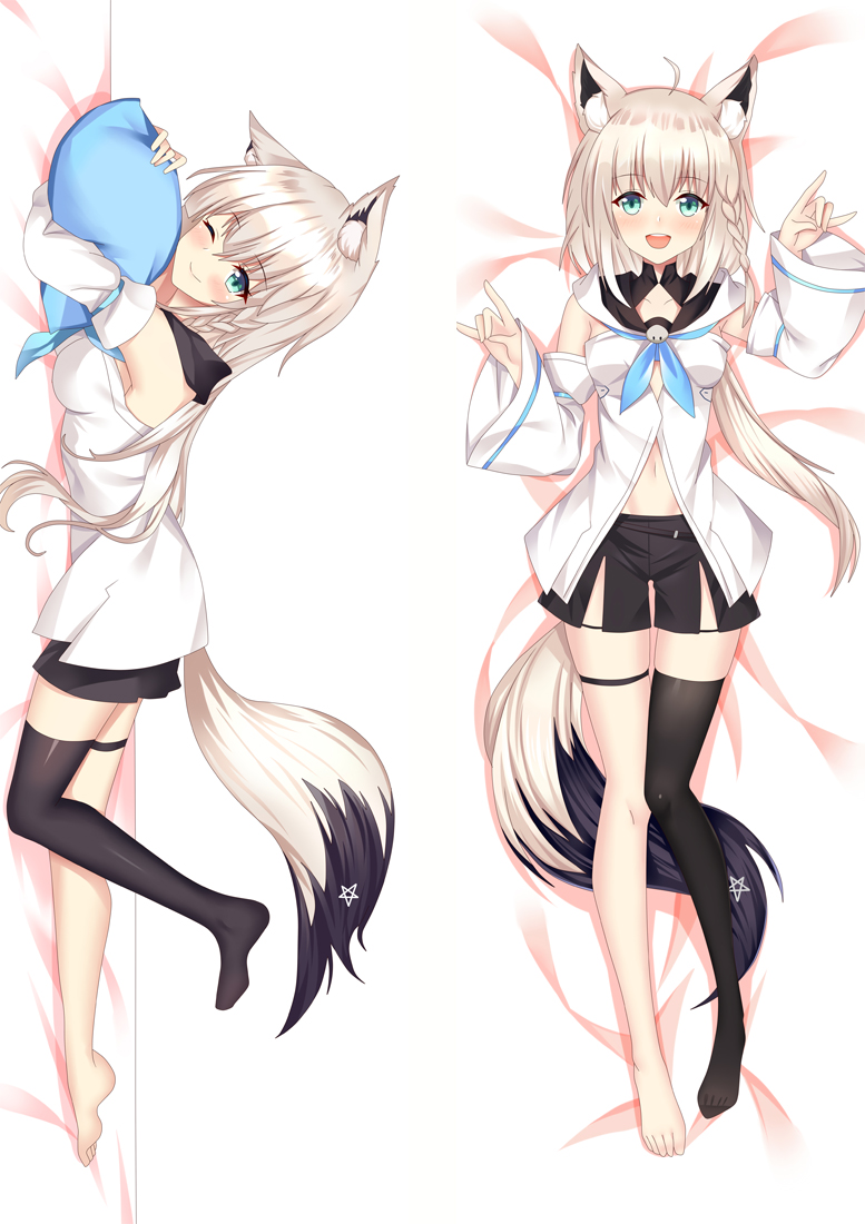 Virtual YouTuber Shirakami Fubuki Anime Dakimakura Body Pillow Cover H3904-A
