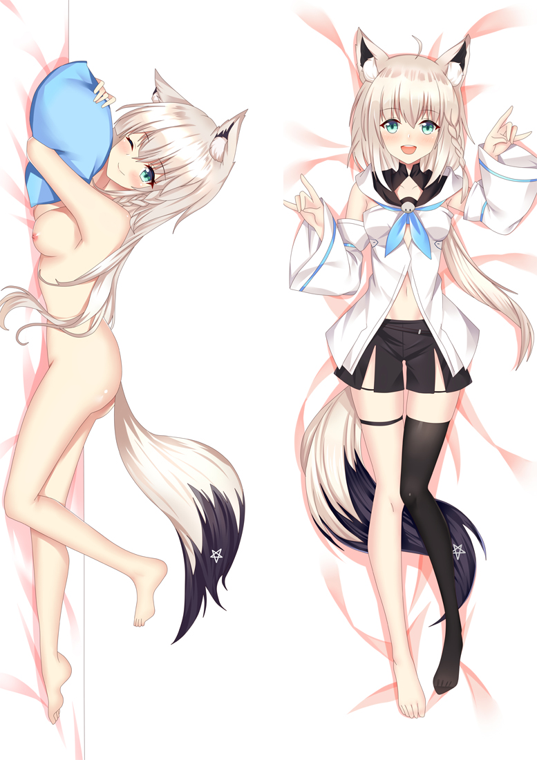 Virtual YouTuber Shirakami Fubuki Anime Dakimakura Body Pillow Cover H3904-B