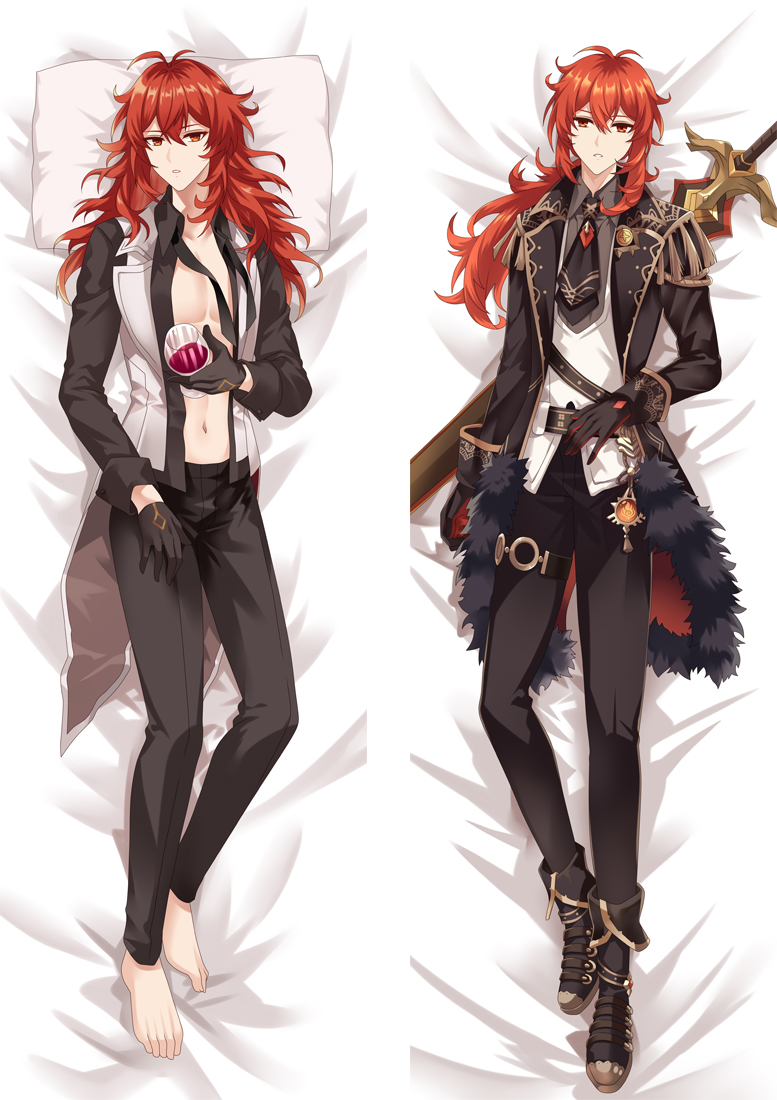 Genshin Impact Diluc Anime Dakimakura Body Pillow Cover
