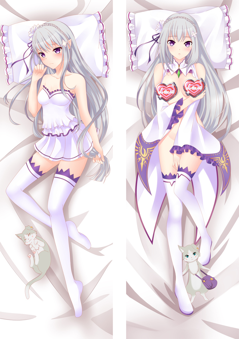 Re:Zero Emilia Anime Dakimakura Body Pillow Cover
