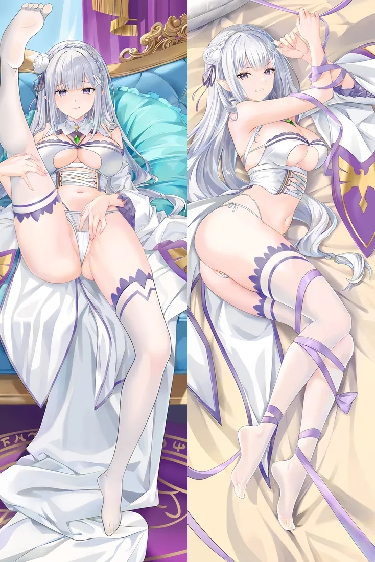 Re:Zero Emilia Anime Dakimakura Body Pillow Cover