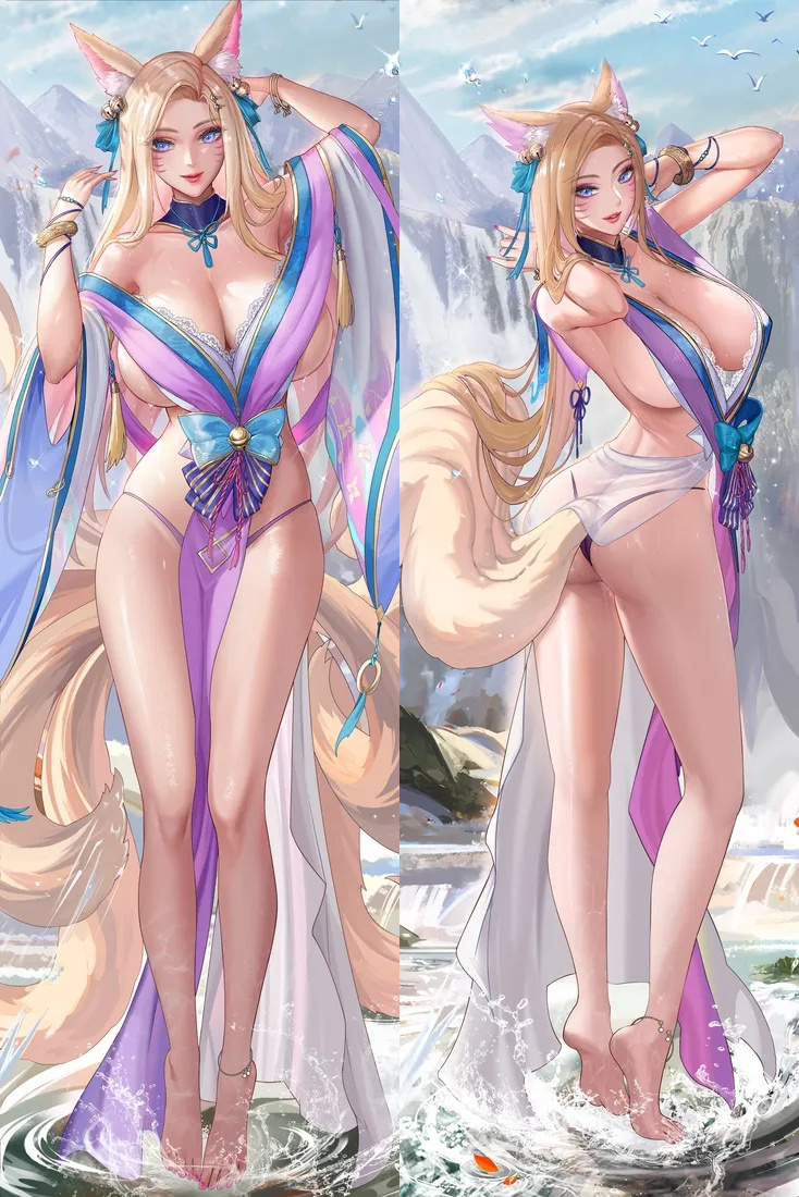League of Legends Ahri Anime Dakimakura Body Pillow Cover