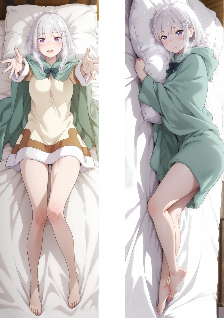Re:Zero Emilia Anime Dakimakura Body Pillow Cover