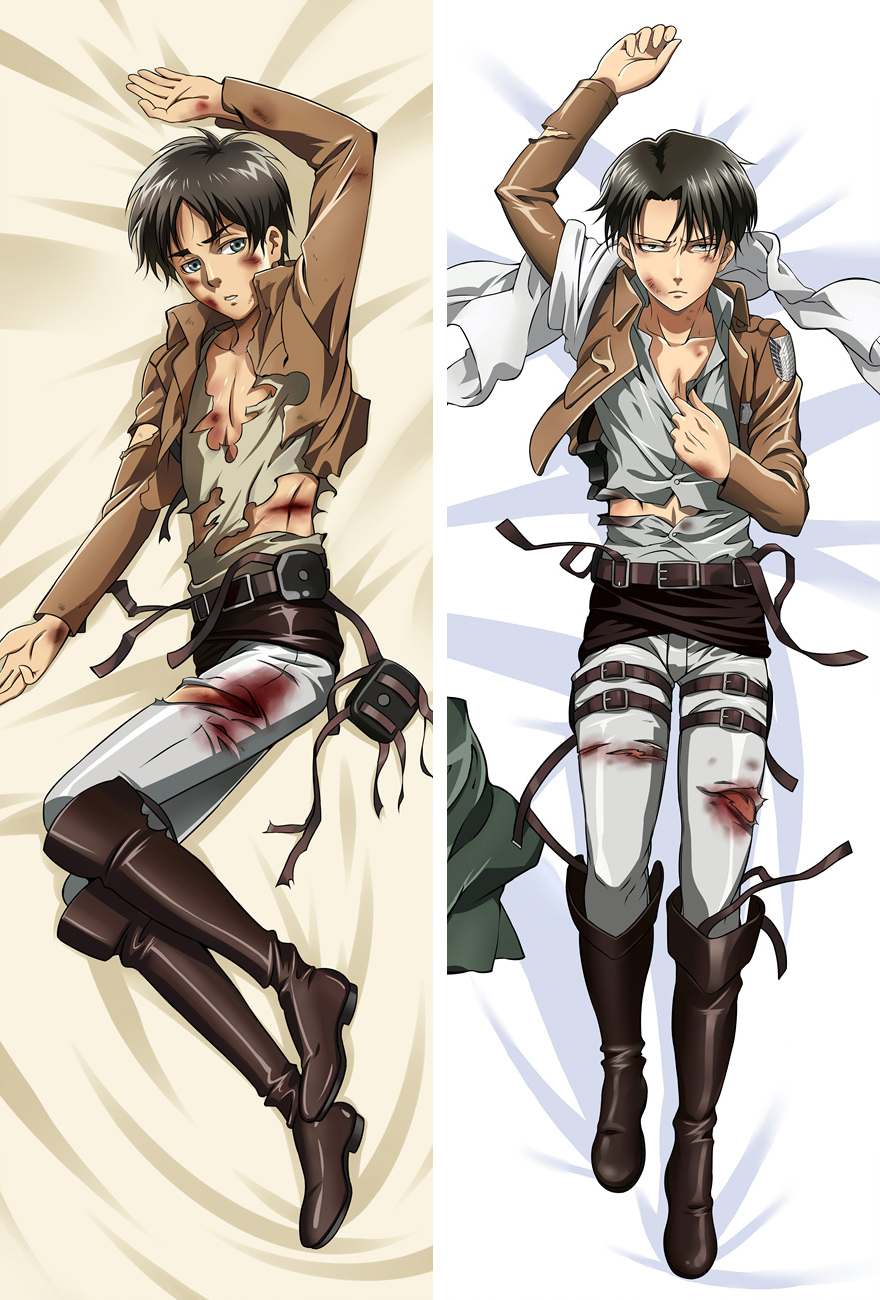 Attack on Titan Eren Yeager Levi Ackerman Anime Dakimakura Pillow Case