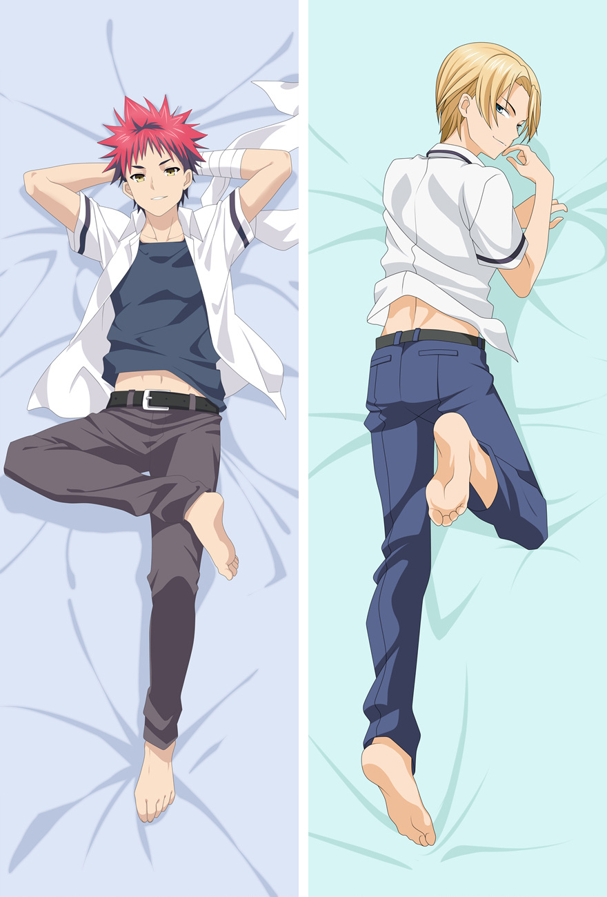 Japanese Anime Food Wars Shokugeki no Soma Yukihira Souma Takumi Aldini BL Embrace Hugging Body Pillow Cover