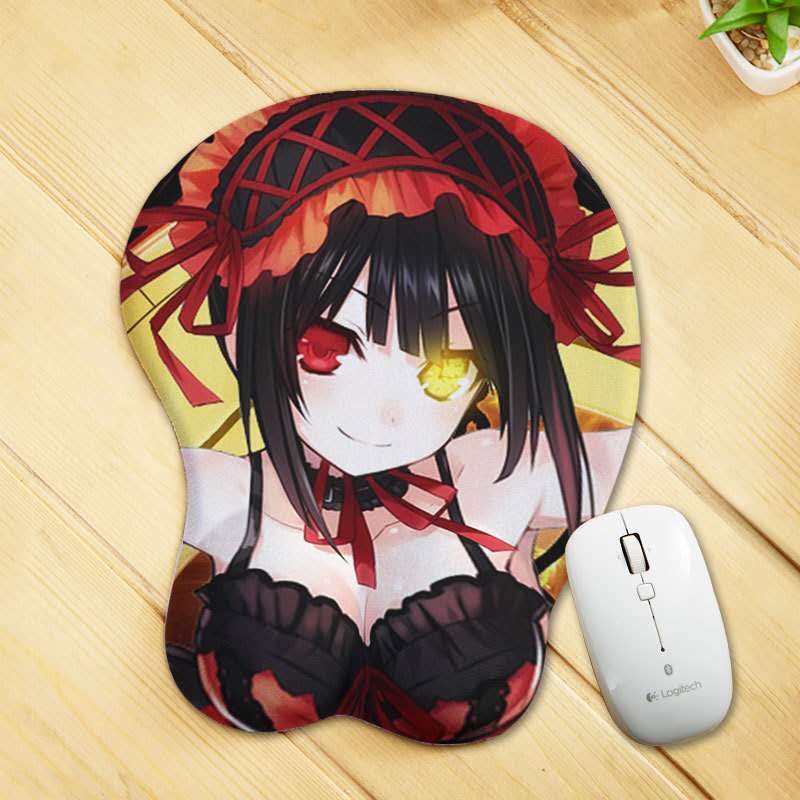 Date A Live Nightmare Tokisaki Kurumi 3D Mousepad-Soft Breast 3D Silicon Mouse Pad Mat Wrist Rest