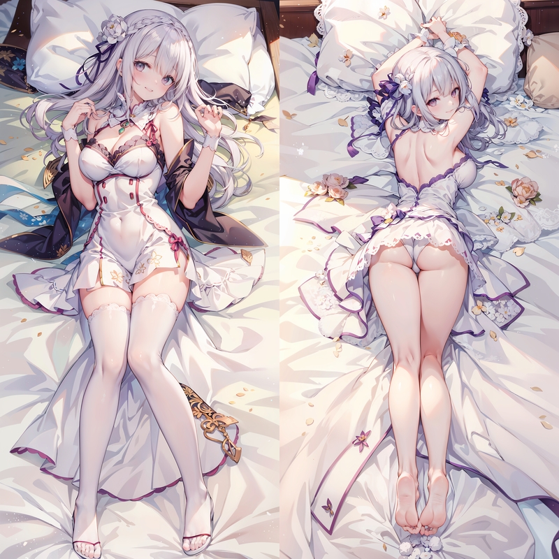 Re:Zero Emilia Anime Dakimakura Body Pillow Cover