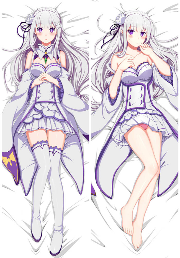 Re:Zero Emilia Anime Dakimakura Body Pillow Cover