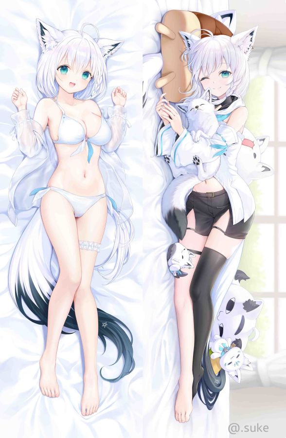 Virtual Youtuber Shirakami Fubuki Anime Dakimakura Body Pillow Cover