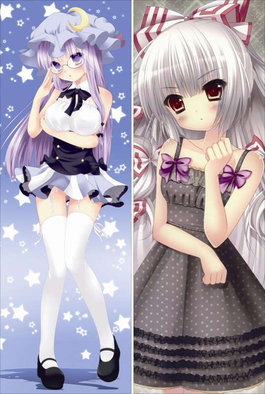 TouHou ProjectPatchouli Knowledge & Fujiwara no Mokou Anime Dakimakura Waifu Pillow Case