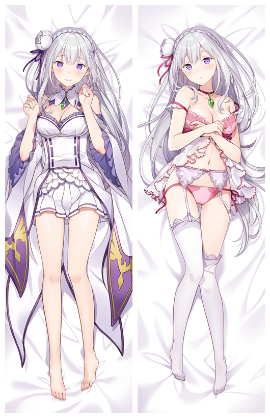 Re:Zero Emilia Anime Dakimakura Body Pillow Cover