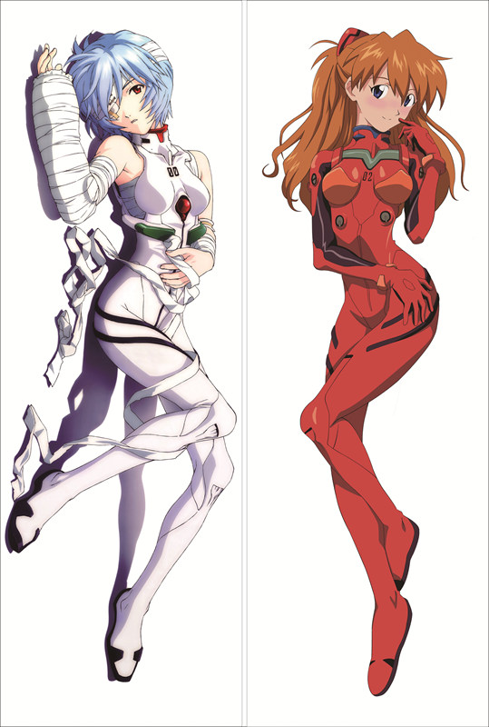 Neon Genesis Evangelion Rei Ayanami + Asuka Langley Soryu Anime Dakimakura Waifu Pillow Case