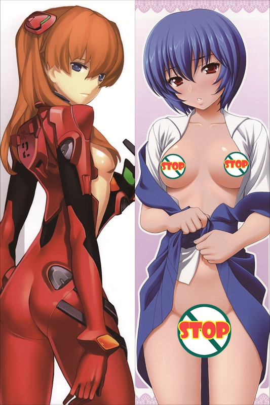 Neon Genesis Evangelion Rei Ayanami + Asuka Langley Soryu Anime Dakimakura Waifu Pillow Case