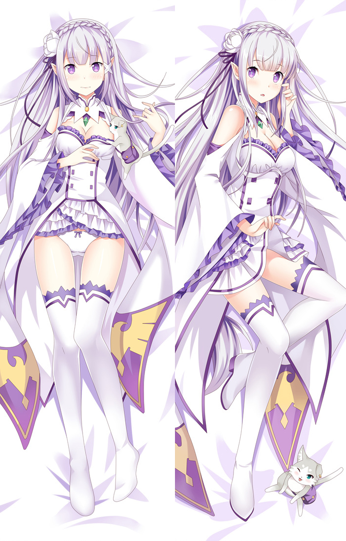Re:Zero Emilia Re Anime Dakimakura Japanese Pillow Cover67012