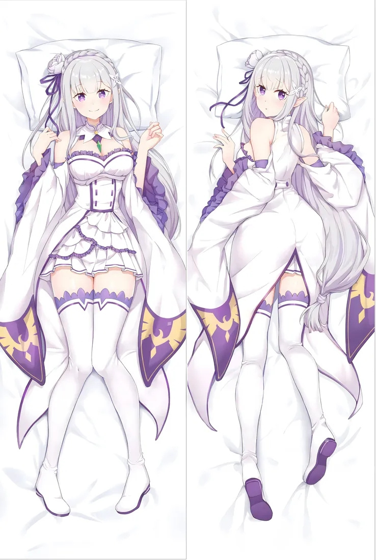 Re Zero Emilia Anime Dakimakura Body Pillow Cover