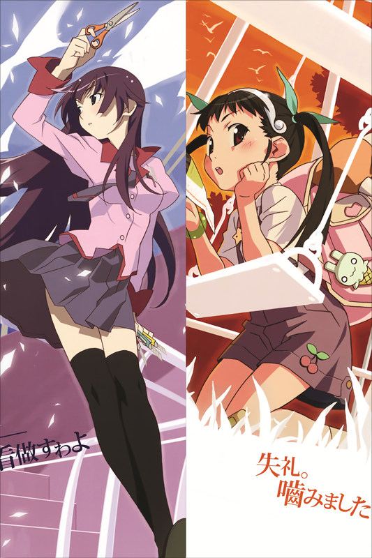 Bakemonogatari Hitagi Senjougahara + Mayoi Hachikuji Anime Dakimakura Body Pillow Cover