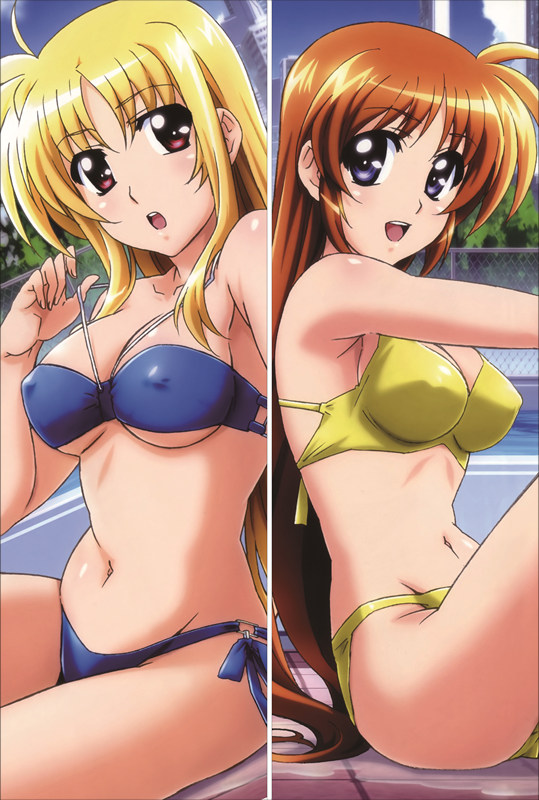 Magical Girl Lyrical Nanoha Fate Testarossa + Nanoha Takamachi Anime Dakimakura Pillow Cover