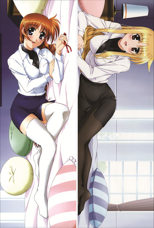 Magical Girl Lyrical Nanoha Fate Testarossa +  Nanoha Takamachi Anime Dakimakura Pillow Cover