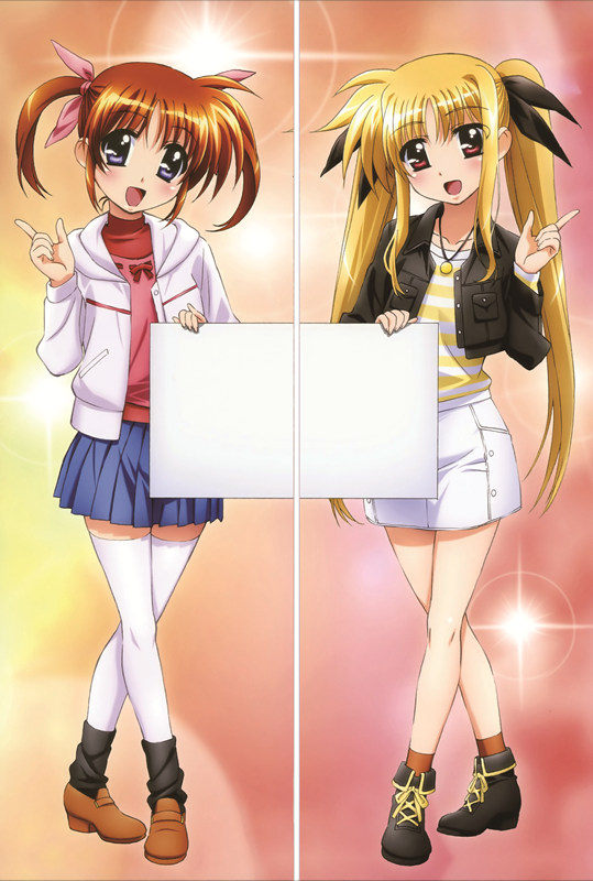 Magical Girl Lyrical Nanoha Fate Testarossa + Nanoha Takamachi Anime Dakimakura Pillow Cover