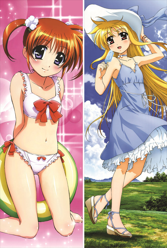 Magical Girl Lyrical Nanoha Fate Testarossa + Nanoha Takamachi Anime Dakimakura Pillow Cover