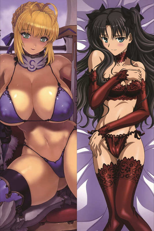 Fate stay night Saber + Rin Tohsaka Anime Dakimakura Pillow Cover