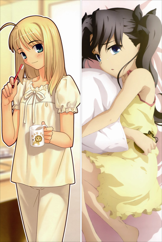 Fate stay night Saber + Rin Tohsaka Anime Dakimakura Pillow Cover