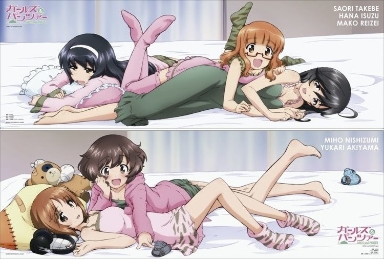 Girls und Panzer Mako Reizei +  Saori Takebe +Hana Isuzu + Miho Nishizumi + Yukari Akiyama  Anime Dakimakura Japanese Pillow Cover