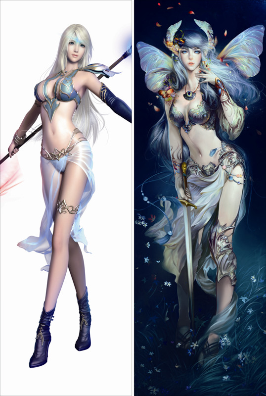Cleavage Sword Wings Anime Dakimakura Japanese Pillow Cover