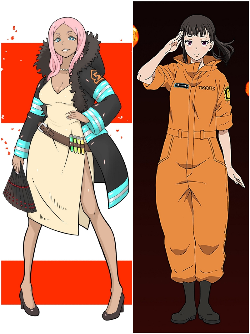 Fire Force Hibana&Maki Oze Flames Anime Dakimakura Pillow Cover