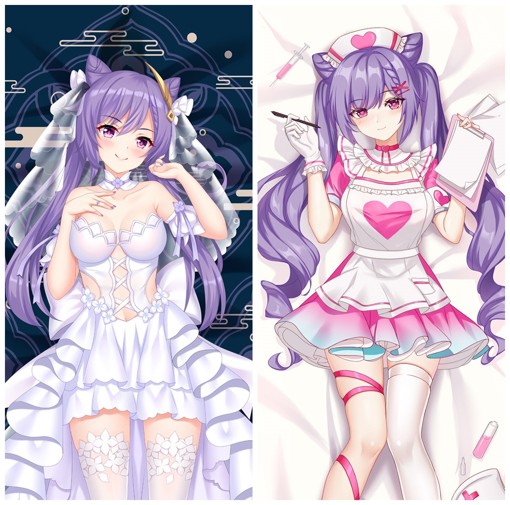 Genshin Impact Keqing 3D Detachable Pillow Cover（Including 3D Breasts or Hips）