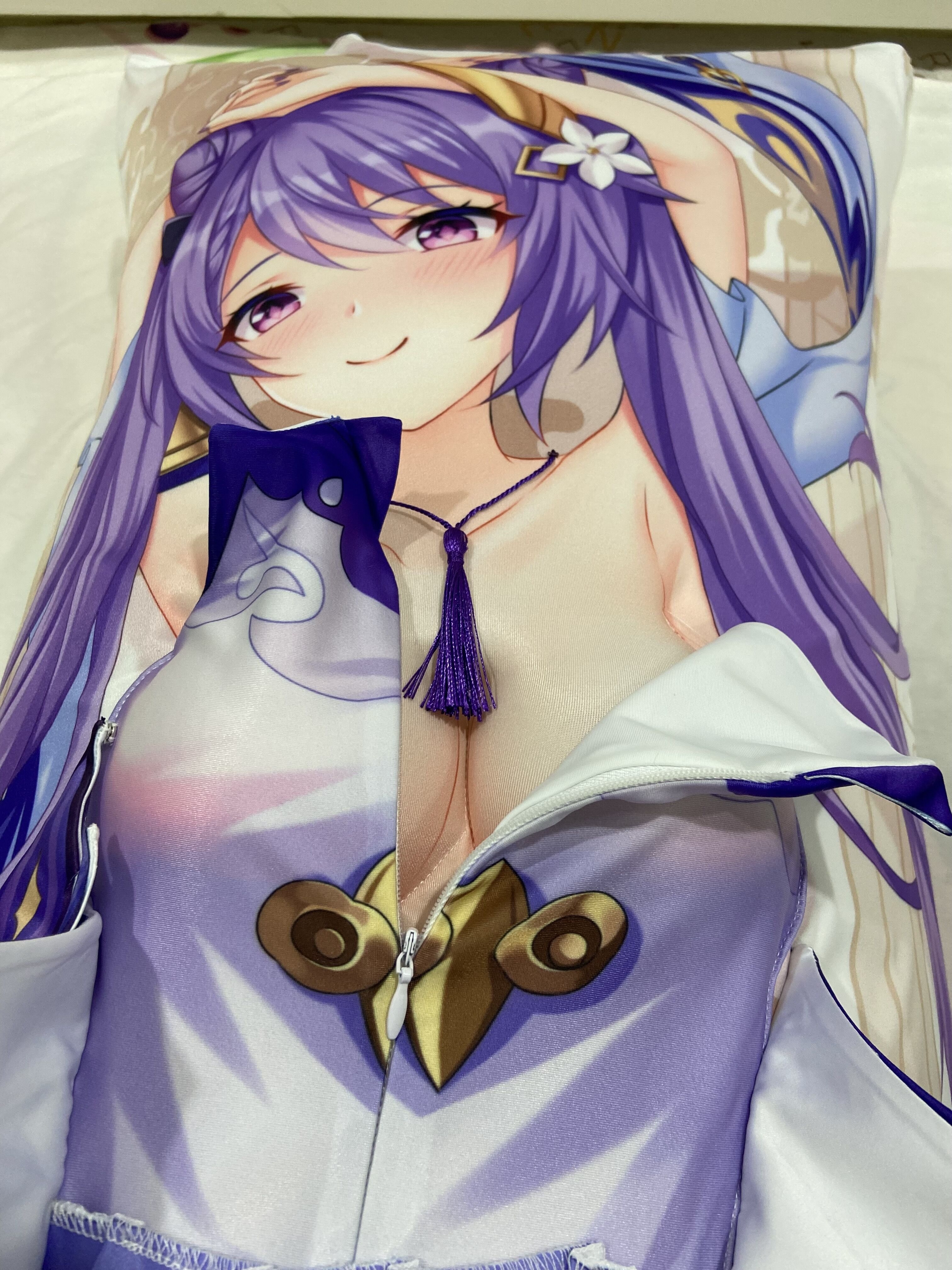 Genshin Impact Keqing 3D Detachable Pillow Cover（Including 3D Breasts or Hips）