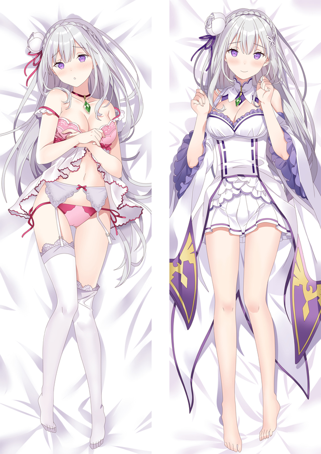 Re:Zero − Starting Life in Another World Emilia Anime Dakimakura Body Pillow Cover